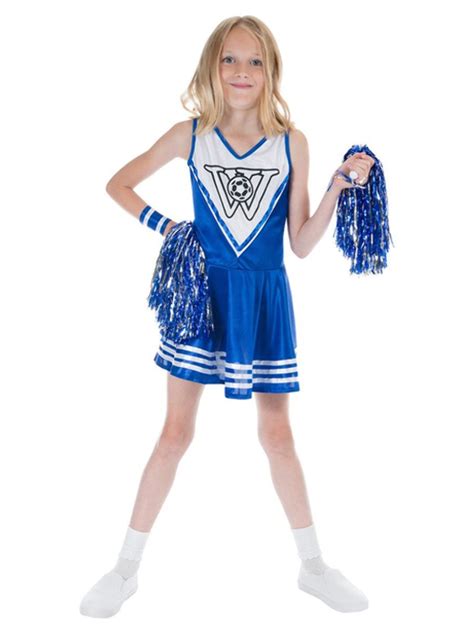 Girls Blue Cheerleader Costume Smiffys