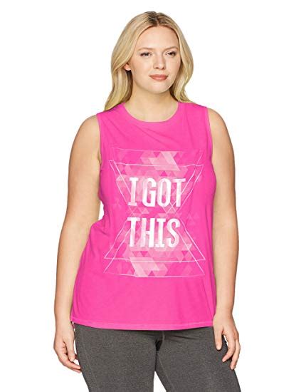Womens Plus Size Active Graphic Muscle Tank Wf Shopping
