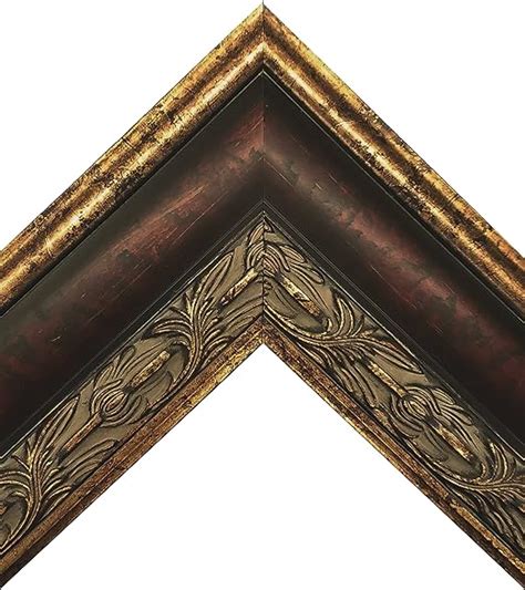 Large Traditional Ornate Bronze And Mahogany Picture Frame With Floral Trim 16x20
