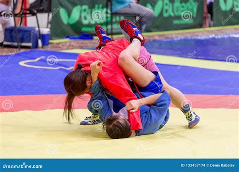 Russia Vladivostok 06302018 Wrestling Competition Among Girls