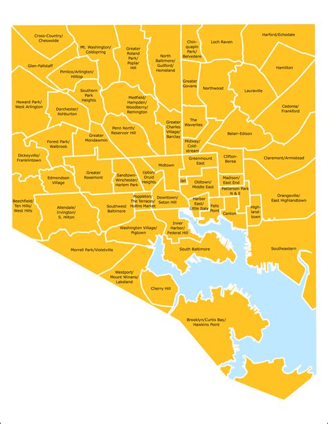 Baltimore City Neighborhoods Map Cities And Towns Map