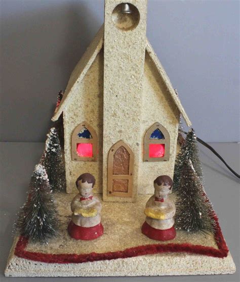 Vintage Northwoods Prod Light Up Christmas Church Music Box Silent