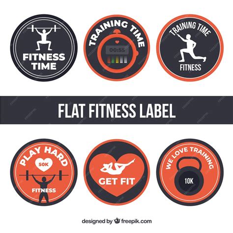 Free Vector Set Of Fitness Labels In Flat Style