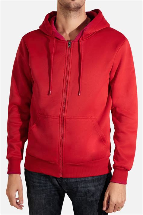 Sweat Zippé à Capuche Pour Homme Couleur Rouge Taille M