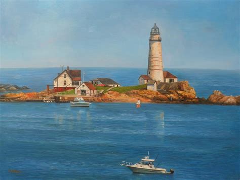 Old Boston Lighthouse Painting By Steve Wilson Pixels