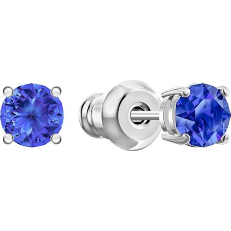 Swarovski Collections Attract Round Stud Pierced Earrings Blue