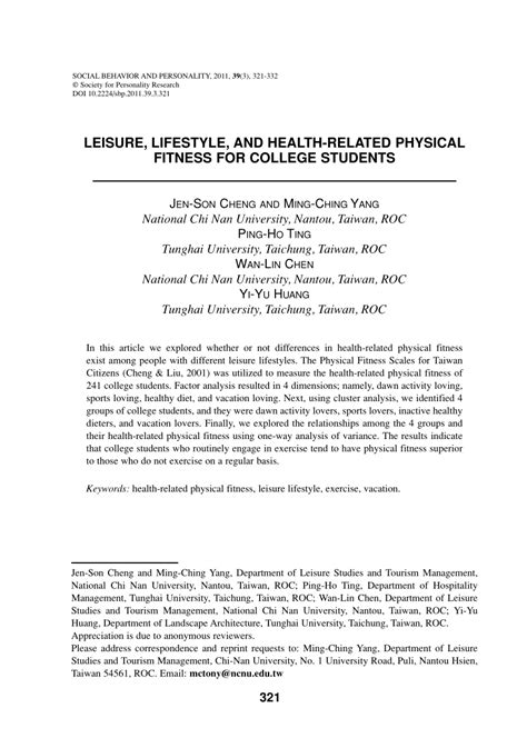 (PDF) Leisure, Lifestyle, and Health-Related Physical ...