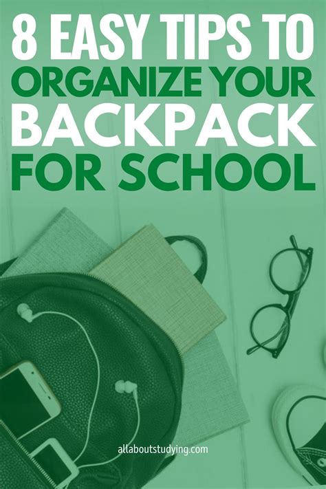 8 Easy Tips To Organize Your Backpack For School Bookbag Organization School Backpacks