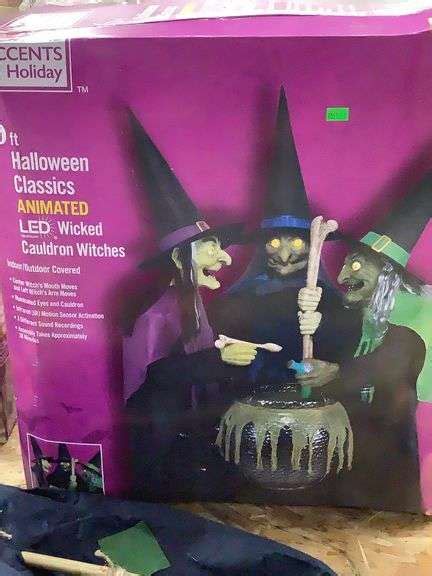 6 Foot Halloween Animated Led Wicked Cauldron Witches Motion Sensor