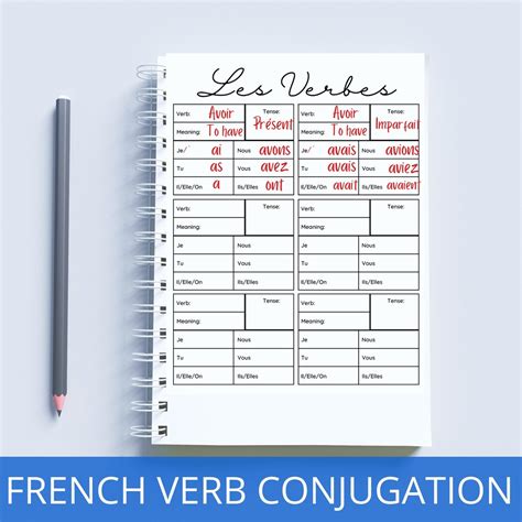 French Verb Conjugation Practice French Worksheet French Verb Study Guide Verbes Francais