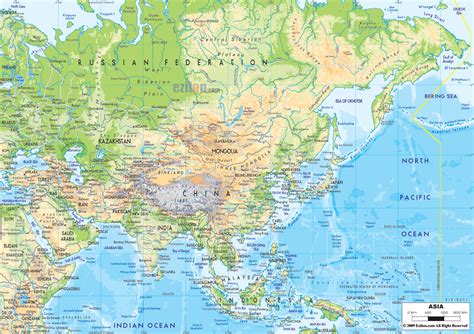 If there is a mountain, and it's not too steep, build a city there anyway. Physical Map of Asia and Asian Countries Maps | Asia map, Physical map, Map wall mural