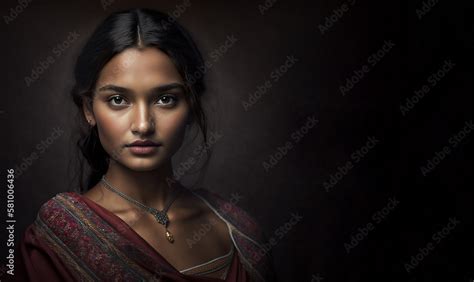 Indian Female In Traditional Clothes And With Bindi On Forehead Smiling At Camera Created Using