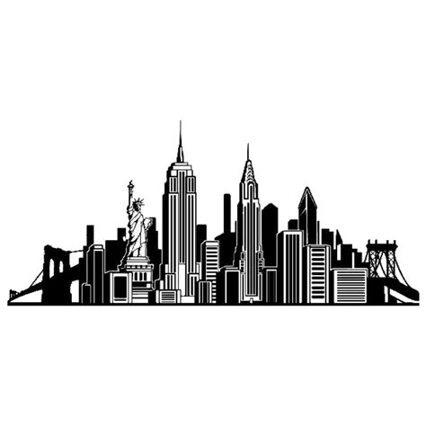 New York City Skyline Wall Decal Silhouette Silhouette Png Download