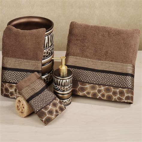 Safari Stripes Animal Print Bath Towel Set Animal Print Bathroom