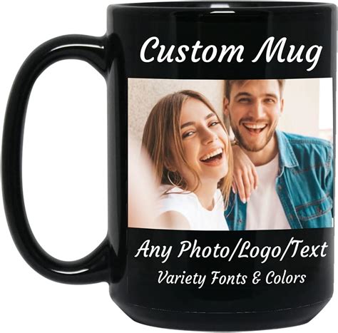 Custom Photo Mug Personalized Coffee Mug 15oz Black Mug Add Any Pictures Logo And