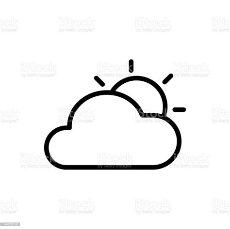 Ilustración De Icono De Línea De Sol Y Nubes Ilustración Vectorial Y