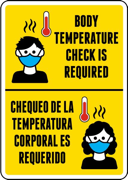Bilingual Body Temperature Check Required Sign Claim Your 10 Discount
