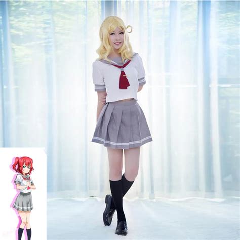 Japanese Anime Love Live Cosplay Takami Chika Sailor Uniforms Tsushima Yoshiko Lovelive Aqours