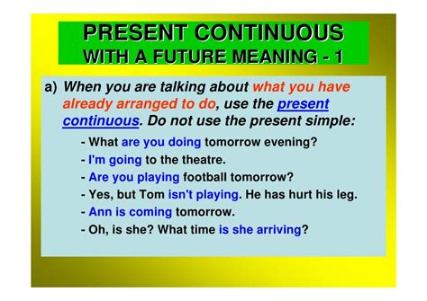 Future Continuous Present Continuous