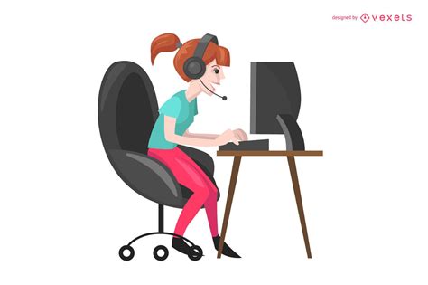 Gamer Girl Illustration Vector Download