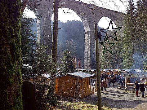 The Towering Train Trestle Over The Christmarket Hinterzarten In The