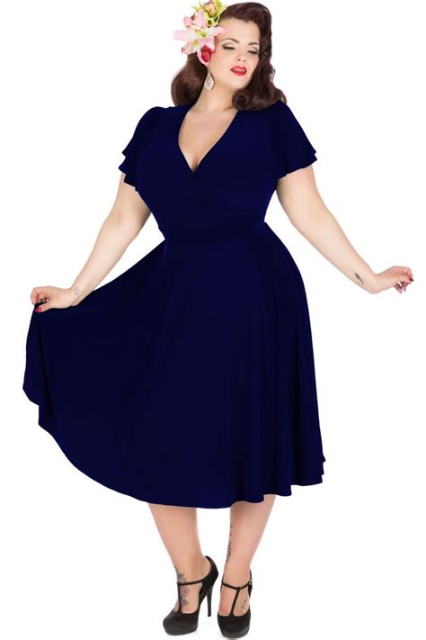 Vintage S Style Plus Size Party Dresses Navy Blue Audrey Hepburn