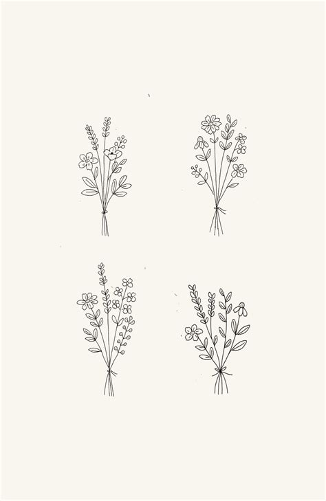 Botanical Drawings Flower Drawing Wildflower Tattoo Flower Line