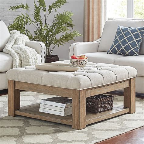 Homevance Button Tufted Storage Coffee Table Ottoman Table