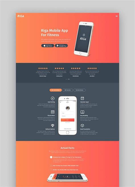Irrespective of the business you own or the kind of design. Riga mobile app landing page template | App landing page ...