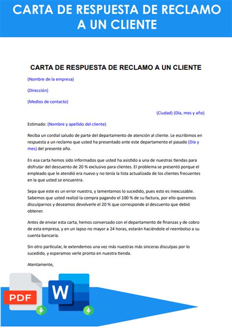 Arriba Imagen Modelo De Carta Para Responder Un Reclamo