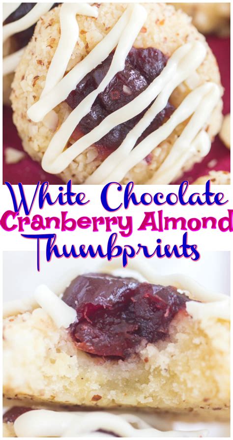 White Chocolate Cranberry Almond Thumbprint Cookies