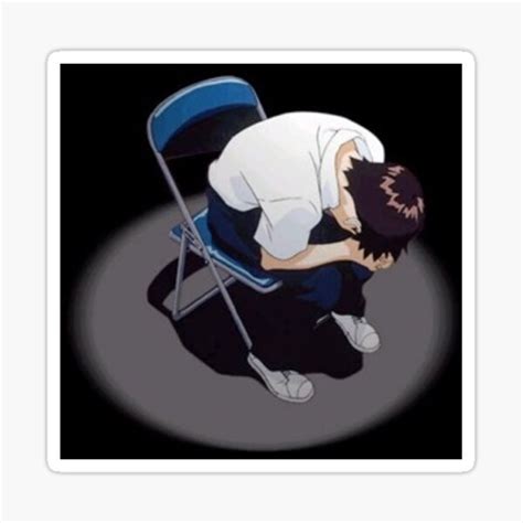 Shinji Ikari Sitting In A Chair From Evangelion Sticker For Sale By