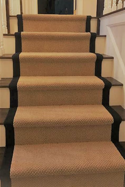 Jute Stair Runner With Black Border Each Individual Tuft Of This