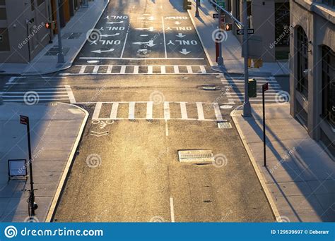 Overhead View Of Empty Intersection In New York City Stock Image