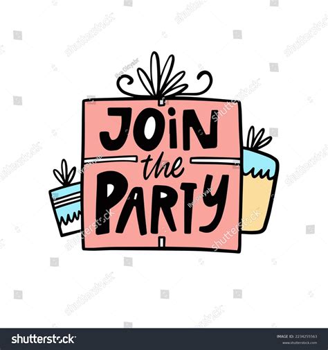 Join Party Hand Drawn Black Color Stock Vector Royalty Free
