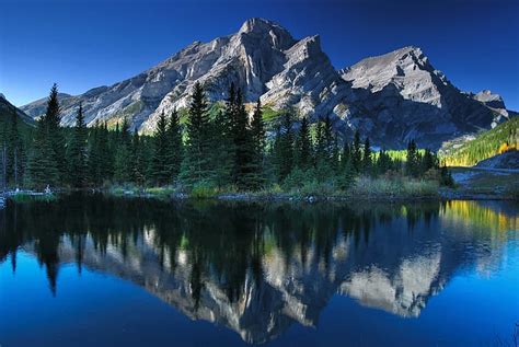 Hd Wallpaper Trees Mountains Lake Reflection Canada Albert