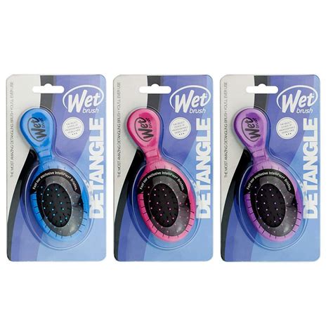 wet brush multi pack squirt detangler hair brushes pink purple and blue 3 pack mini