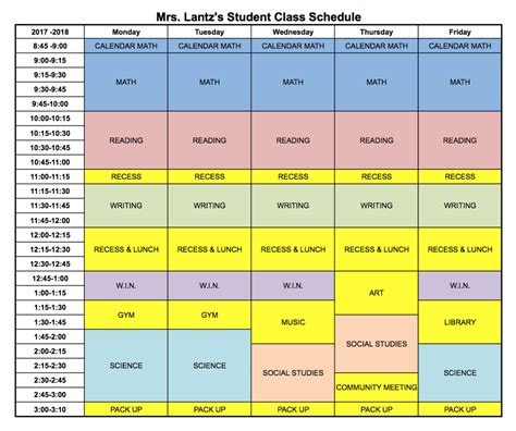 Mrs. Lantz's Virtual Classroom: Student Class Schedule