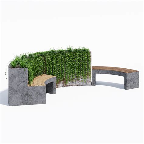 Curved Planter Bench Two 3d Model Cgtrader