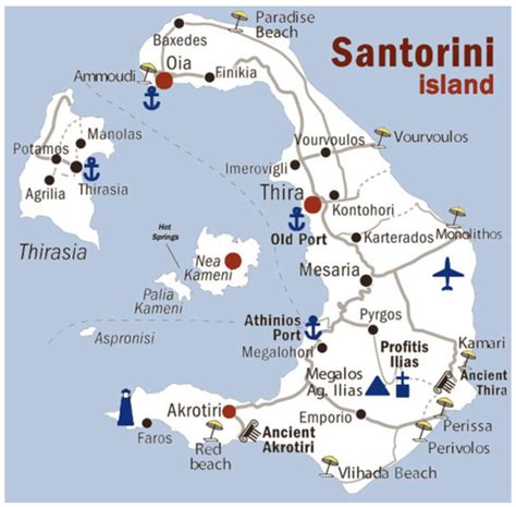 Santorini Map Santorini Greece Greece Vacation Santorini Map
