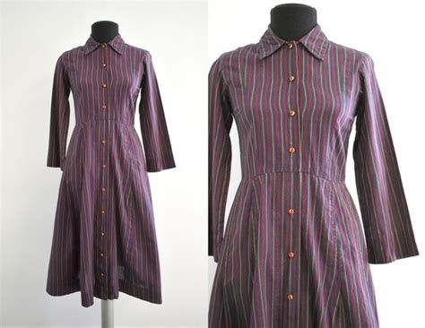 1940s Striped Shirtwaist Dress Gem