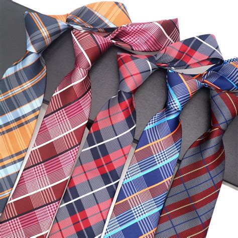 Luxury Mens Tie 8CM Plaid Checks Striped Silk Neckwear Jacquard Woven