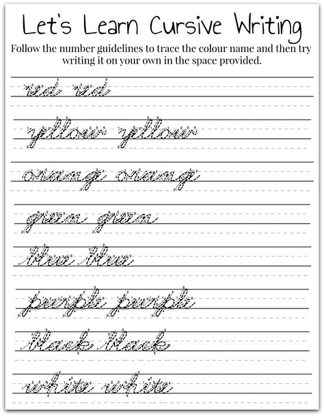 Cursive Writing Practice Sheets Printable