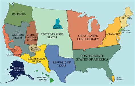 Hypothetical Map Of A Split Up United States Rimaginarymaps