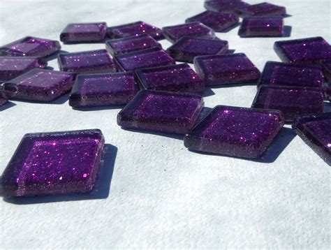 Purple Glitter Tiles 20mm Mosaic Tiles 25 Metallic Glass Etsy