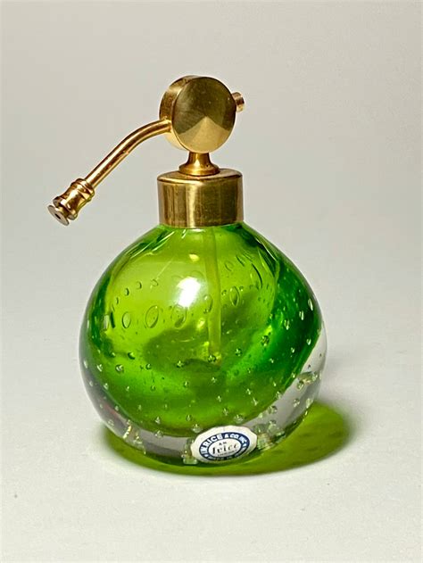 Vintage Irice Green Glass Perfume Bottle Avec Bulles Etsy