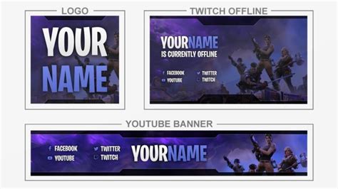 Fortnite Youtube Banner Logo Twitch Offline Templates Tutorial