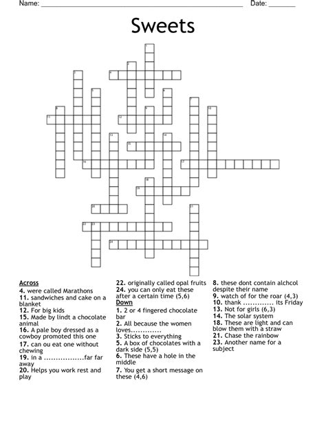 Sweets Crossword Wordmint