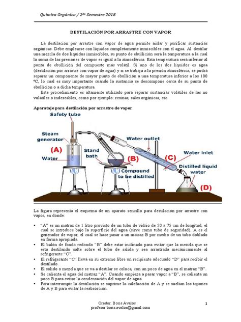 Lab 5 Destilación Por Arrastre Con Vapor Destilación Gases