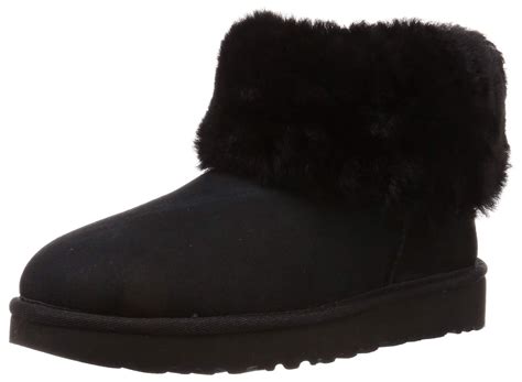 Ugg Fur Classic Mini Fluff Ankle Boot In Black Save 2 Lyst